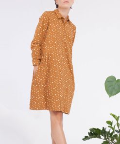 Alternative view of Vestido abotonado mostaza con estampado de fases lunares